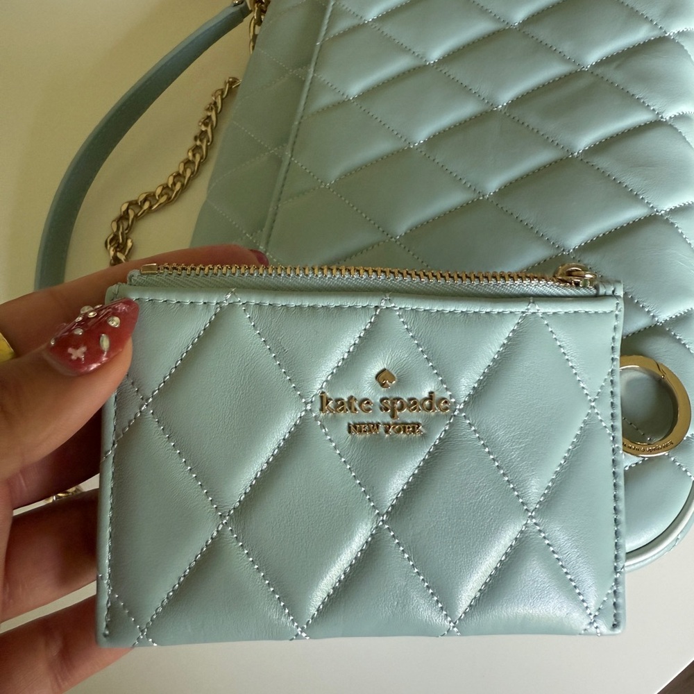 Kate Spade Blue and Gold Quilted Shoulder Bag - Picture 7 of 8
